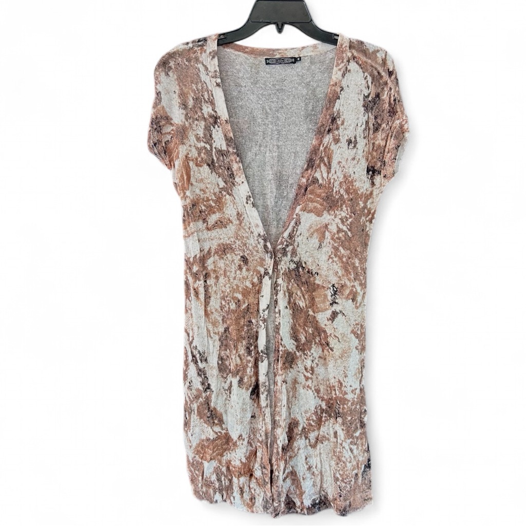 Zozo Linen Blend Artsy Marble Print Cardigan Tunic Layer Top Boho Lagenlook Sz M